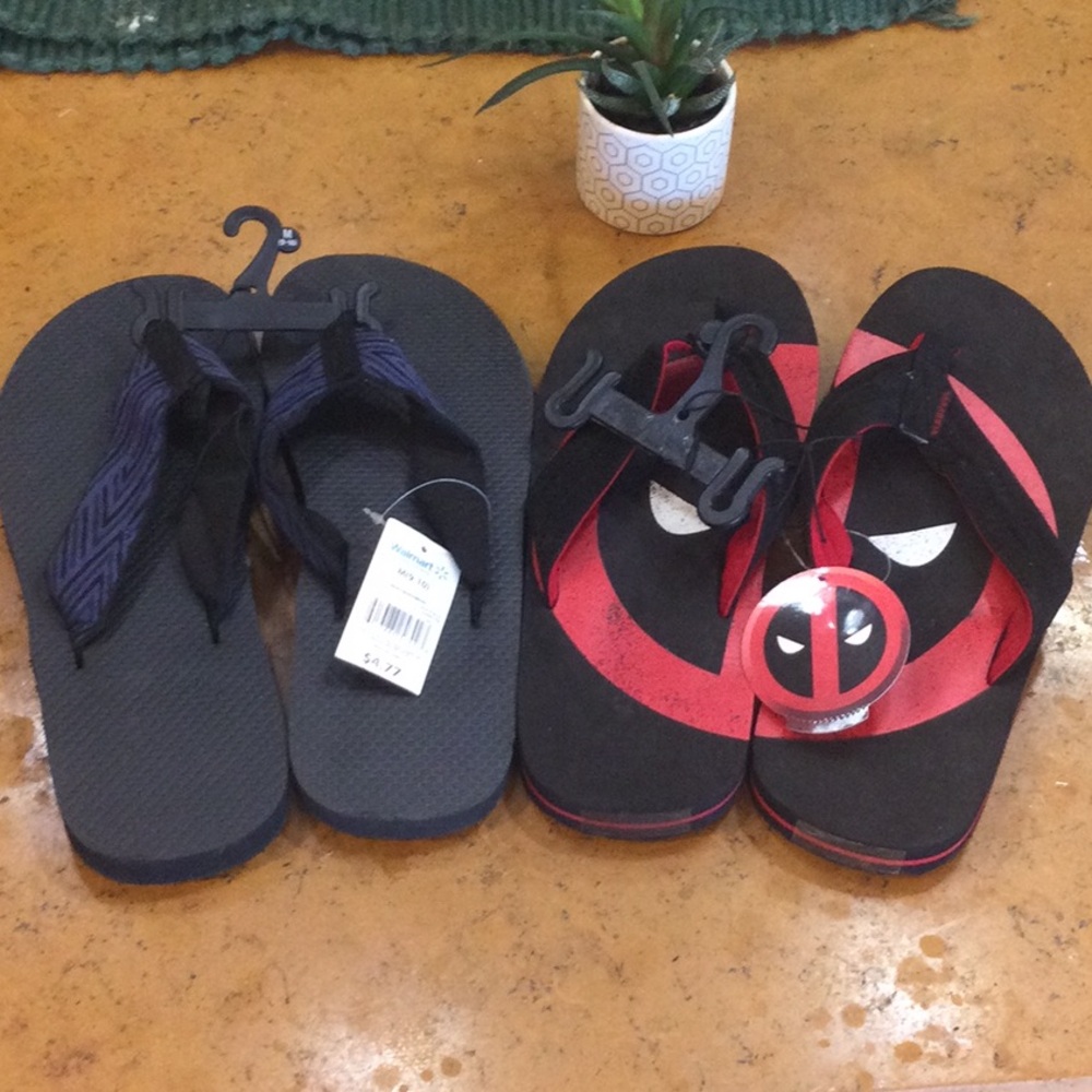 TWO pair, size 9/10, flip flops